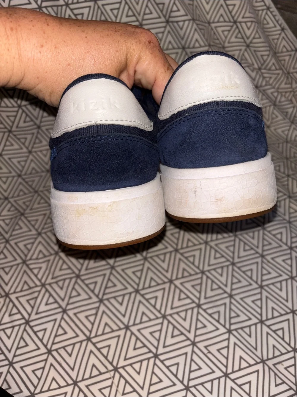 Navy Low-Top Canvas Sneakers with White Sole slide on.
